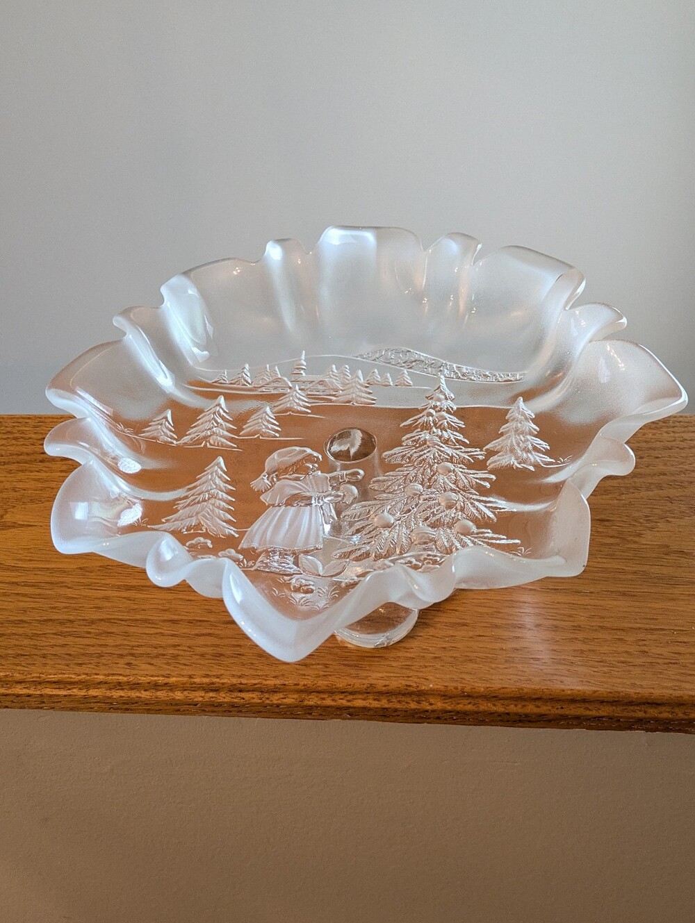 Mikasa Crystal "Christmas Story" Footed Bon Bon/Candy Bowl
